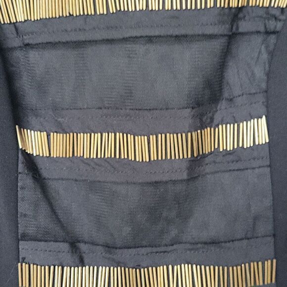 Anthropologie Plenty by Tracy Reese Black ALine Dress with Gold Bead Accent Sz 4 - Picture 7 of 7